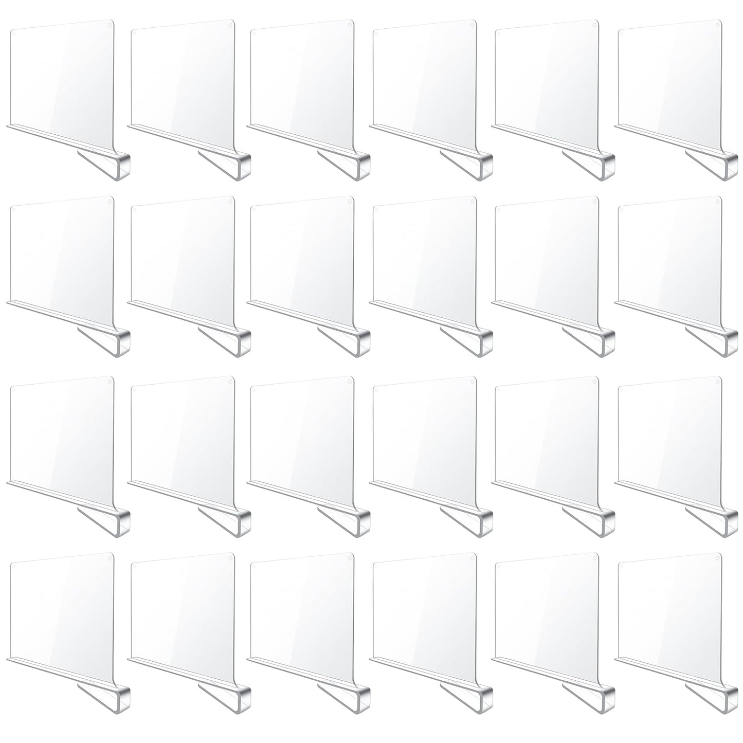 BAUMFEUER 12 Pack Clear Acrylic Shelf Dividers for Closet Shelf Organizer of Bedroom Kitchen Office Bathroom Organizer for Clothes Books Hats and Handbags