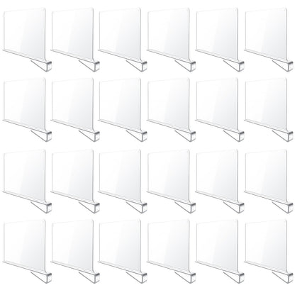 BAUMFEUER 12 Pack Clear Acrylic Shelf Dividers for Closet Shelf Organizer of Bedroom Kitchen Office Bathroom Organizer for Clothes Books Hats and Handbags