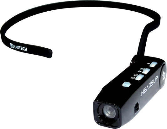 HeadsUp Head Mounted 1080P FHD Wearable Vlog Camera Recorder with APP Control, Hands Free Headband Streaming Camera for Live Display, Hands-Off Music and Phone Calls - Black