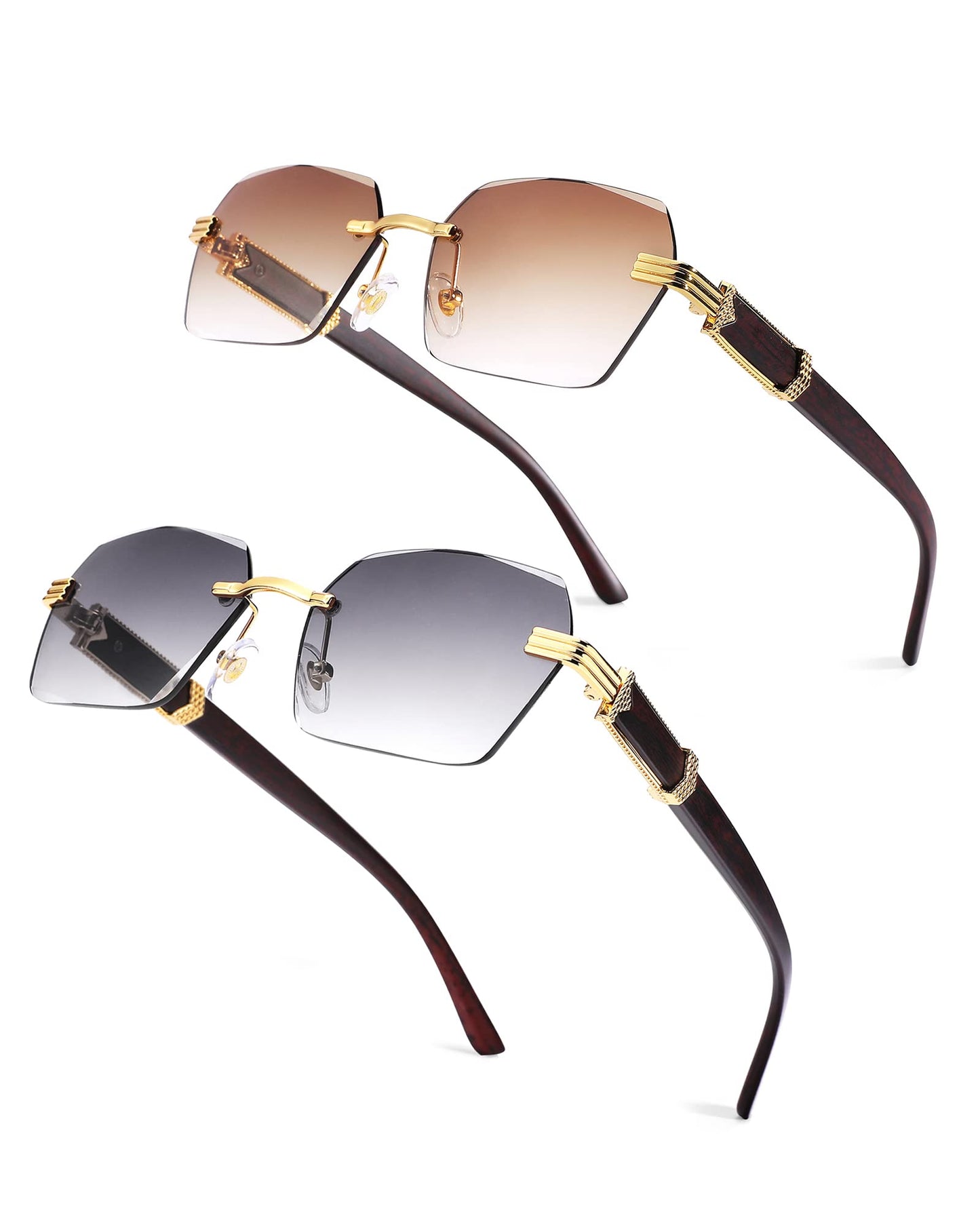 Pro Acme Rimless Rectangle Sunglasses for Men Women Hexagon Shade Eyewear Frameless y2k Glasses