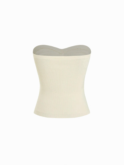CIDER Faux Pearl Tube Tops for Women Crop Knit Split Hem Ruched Going Out Tops Cute Summer Outfits Y2K