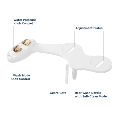 LUXE Bidet NEO 120 - Single Nozzle, Self-Cleaning, Non-Electric Bidet Attachment for Toilet Seat, Adjustable Water Pressure, Rear Wash (White)