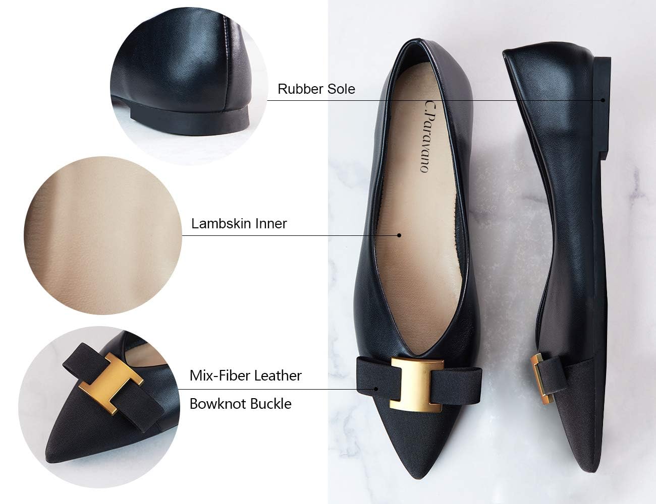 C.Paravano Flats for Women | Pointed Toe Flats | Ballet Flats | Women Shoes Dressy Comfortable