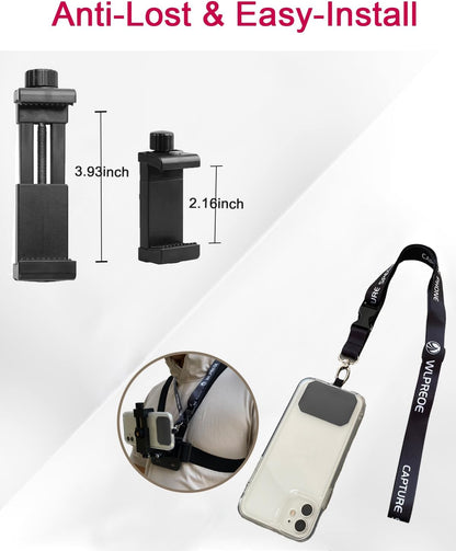 Phone Chest Mount Head Strap Accessories - Vlogging Kit for iPhone,POV Phone Holder for iPhone 17-Hands Free Body Camera Mount for Immersive Fishing Video Recording,YouTube,TikTok,Live Stream,Cooking