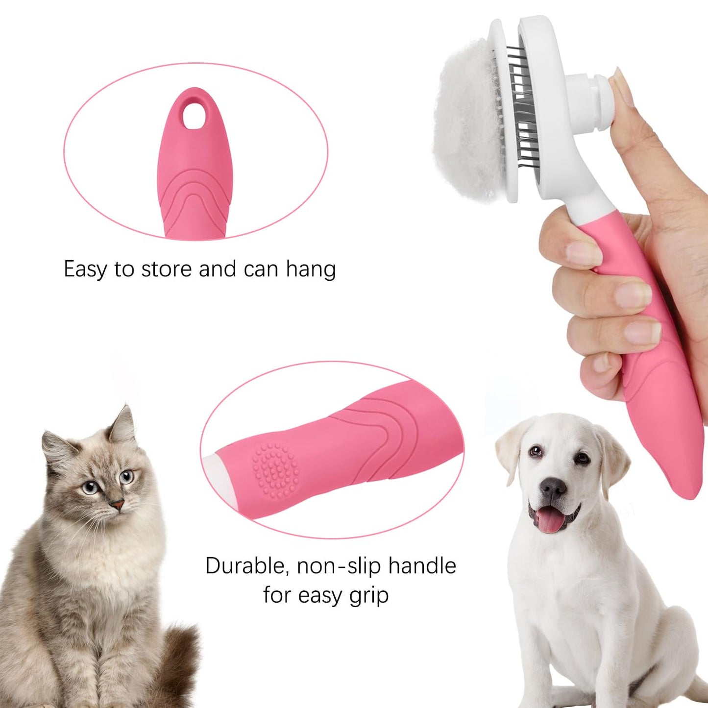 Self Cleaning Slicker Brush - Cat Brush Skin-Friendly Deshedding Grooming Massaging Tool for Long & Short Haired Pets, Cat Hair Brushes Easy Removes Undercoat for Dogs Cats Rabbits - UPGRADED, Blue