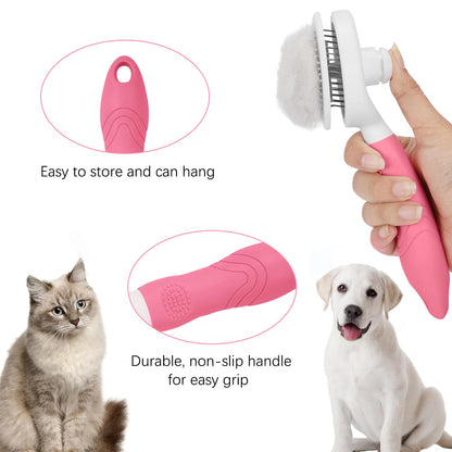 Self Cleaning Slicker Brush - Cat Brush Skin-Friendly Deshedding Grooming Massaging Tool for Long & Short Haired Pets, Cat Hair Brushes Easy Removes Undercoat for Dogs Cats Rabbits - UPGRADED, Blue