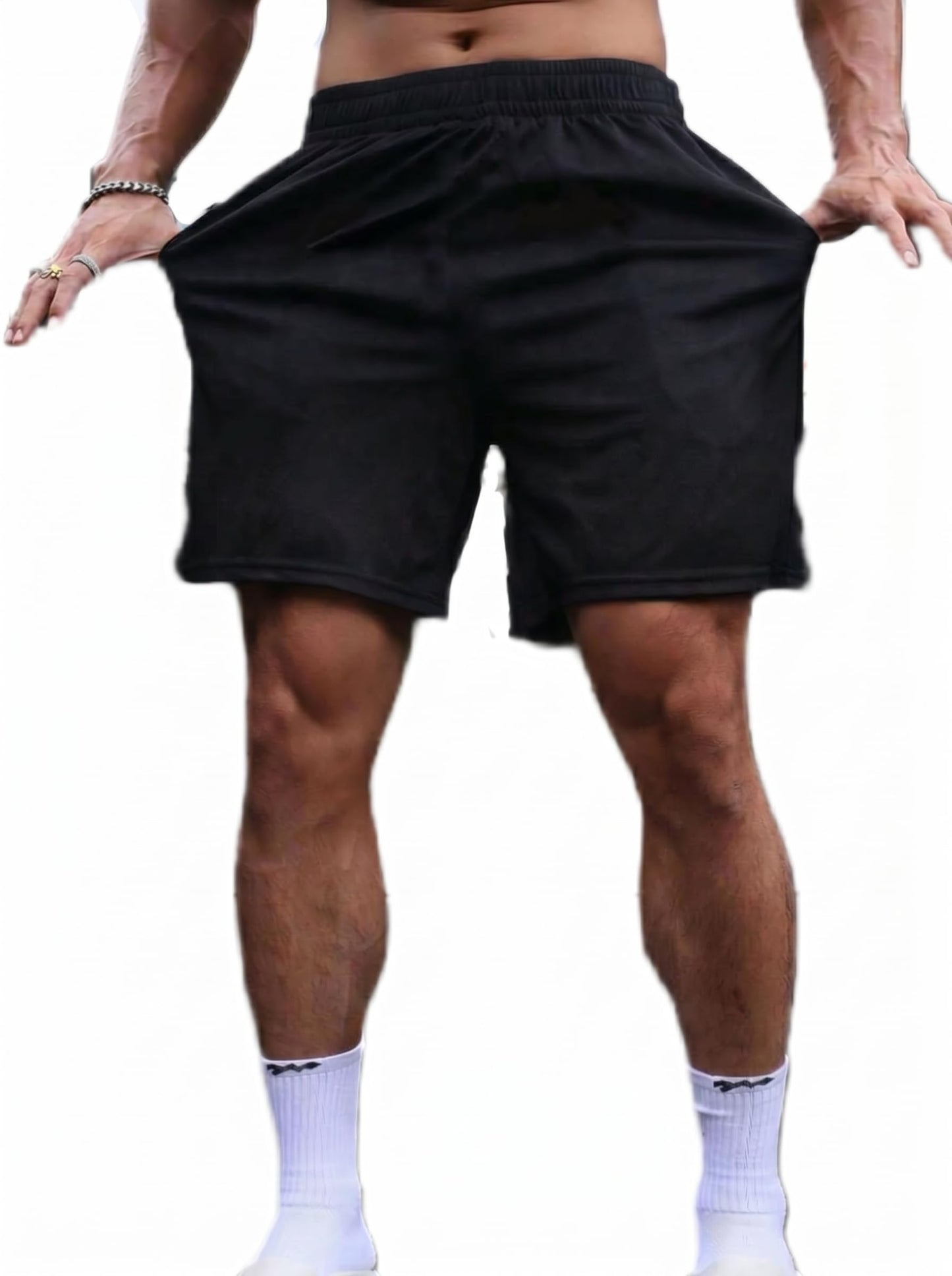 QJQ Men's Letter Graphic Drawstring Waist Shorts Summer Casual Workout Athletic Gym Track Shorts Streetwear