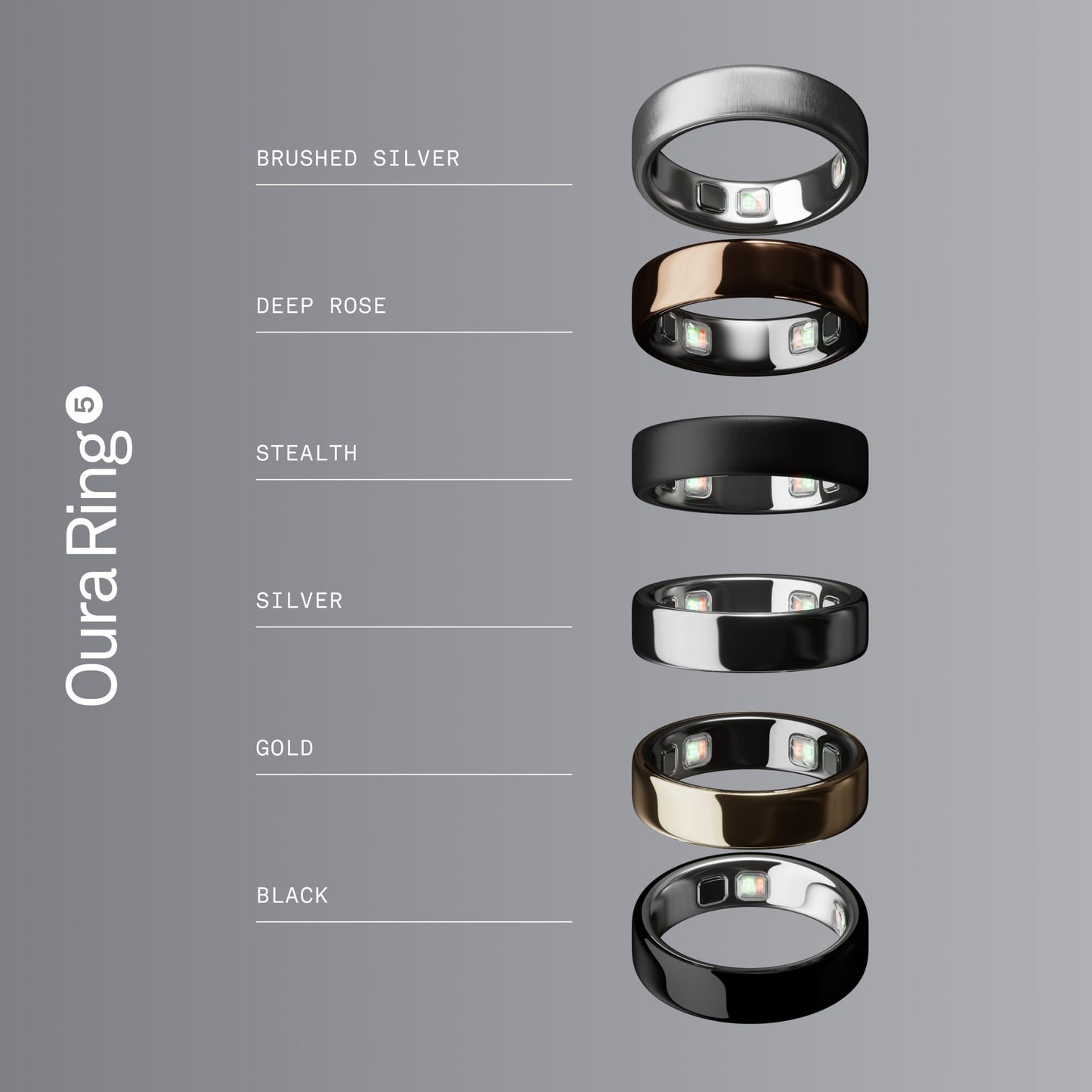 Oura Ring 5 - Stealth - Size 9 - World's Smallest Smart Ring - Sleep, Activity, Women's Health, AI Advisor, 1 Week of Battery Life, Oura App, Android & iOS Compatible