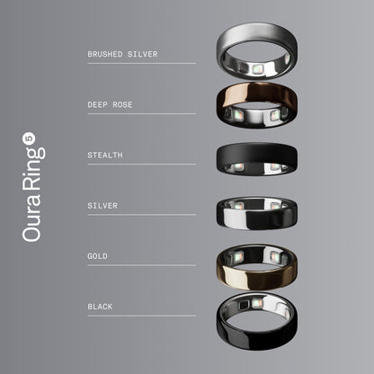 Oura Ring 5 - Stealth - Size 9 - World's Smallest Smart Ring - Sleep, Activity, Women's Health, AI Advisor, 1 Week of Battery Life, Oura App, Android & iOS Compatible