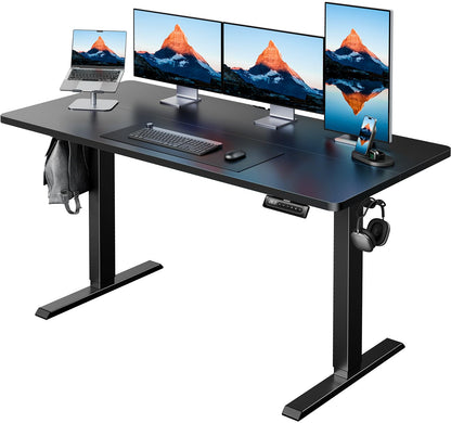 HUANUO 32" Small Electric Standing Desk Adjustable Height, 4 Memory Height Settings, Sit Stand Up Desk for Home Office & Computer Workstation, LightWalnut