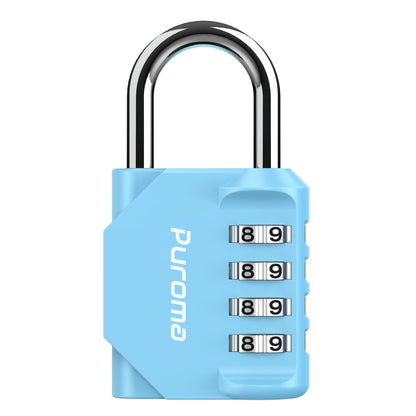 Puroma 2 Pack Combination Lock 4 Digit Padlock for School Gym Locker, Sports Locker, Fence, Toolbox, Case, Hasp Storage (Black & Code Window)