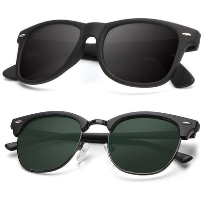 KALIYADI Polarized Sunglasses for Men and Women Semi-Rimless Frame Driving Sun glasses UV Blocking