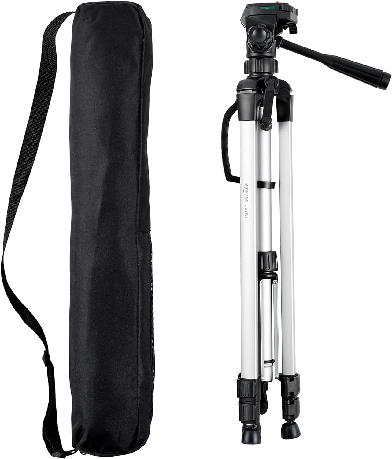 Amazon Basics 50-inch Lightweight Portable Camera Tripod Stand with Quick-Release Plate, Adjustable Height, Aluminum, for Travel Photography, Champagne