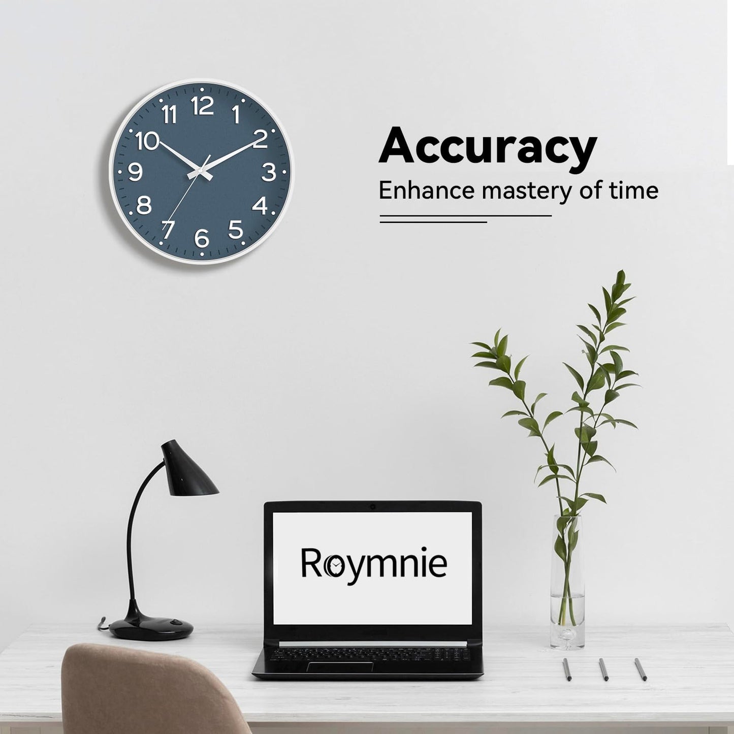 Roymnie Wall Clock Green, Silent Wall Clocks Battery Operated 8 Inch-Modern Non Ticking Analog Clock Decorative for Kitchen Office Bathroom Bedroom(Gold)