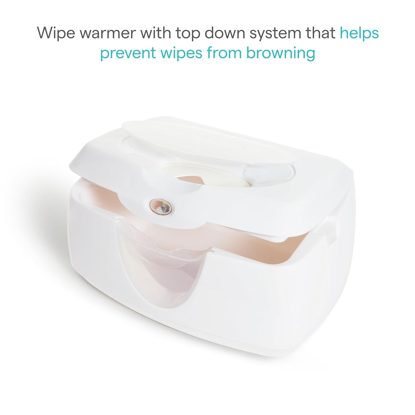 Munchkin Warm Glow Baby Wipe Warmer with Nightlight, Baby Wipes Warmer Dispenser for Newborn Diaper Changes, Holds 100 Wipes, White