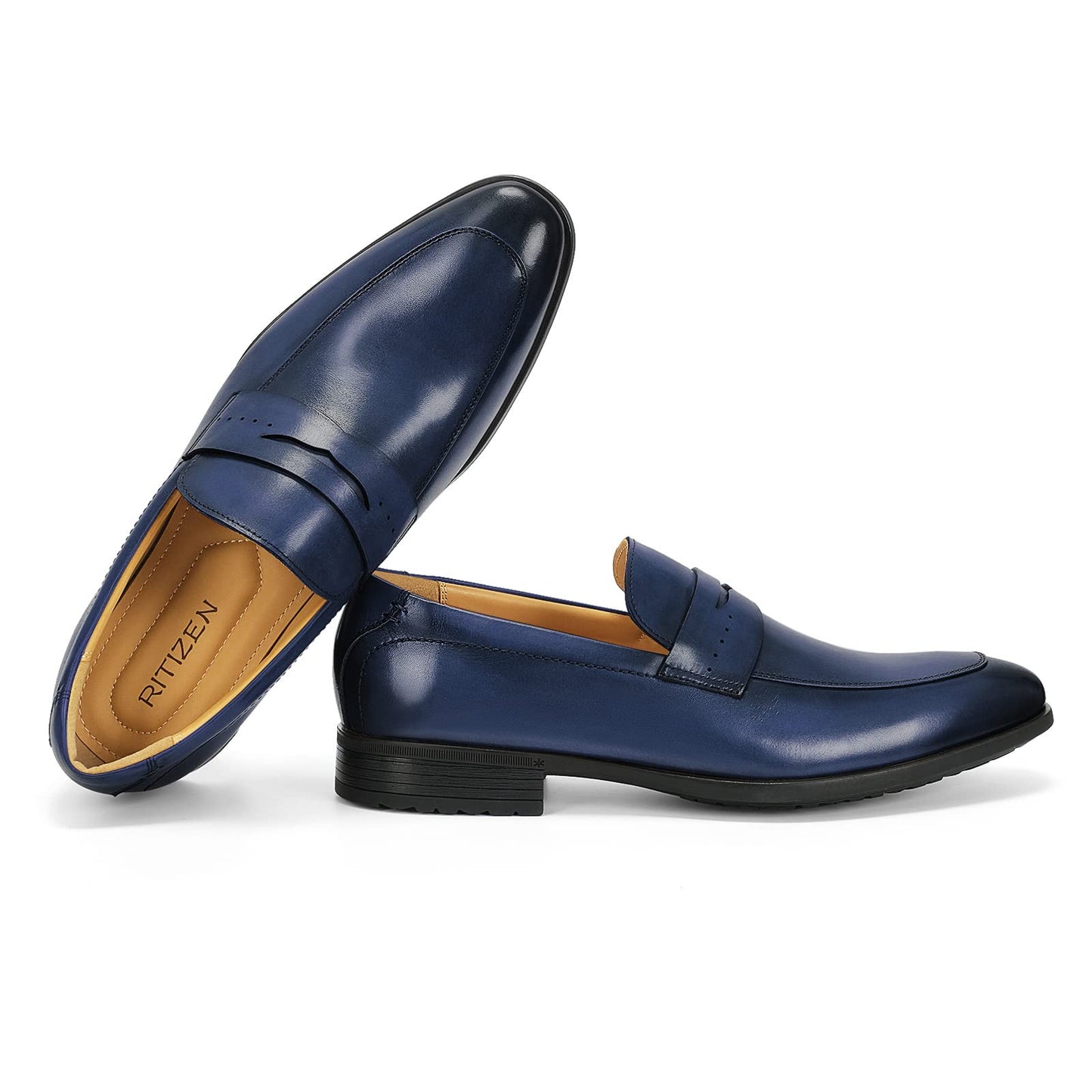 Men's Slip on Oxford Dress Shoes Classic Handmade Calfskin Manufacturing More Compact, Choose The Right Size to Modify The Foot Shape
