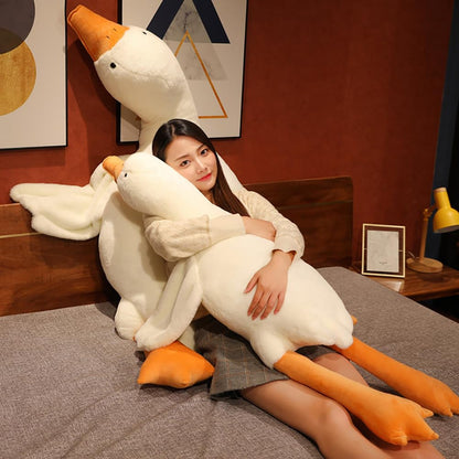 Srutirbo Giant White Goose Plush-35 in Soft Furry Swan Stuffed Animal Pillow,Huge Goose Plush Hugging Pillow Gifts for Every Age (35 in)