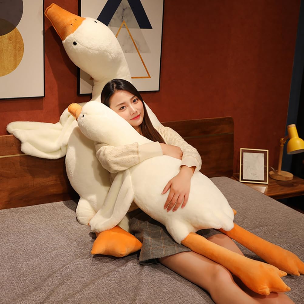 Srutirbo Giant White Goose Plush-35 in Soft Furry Swan Stuffed Animal Pillow,Huge Goose Plush Hugging Pillow Gifts for Every Age (35 in)