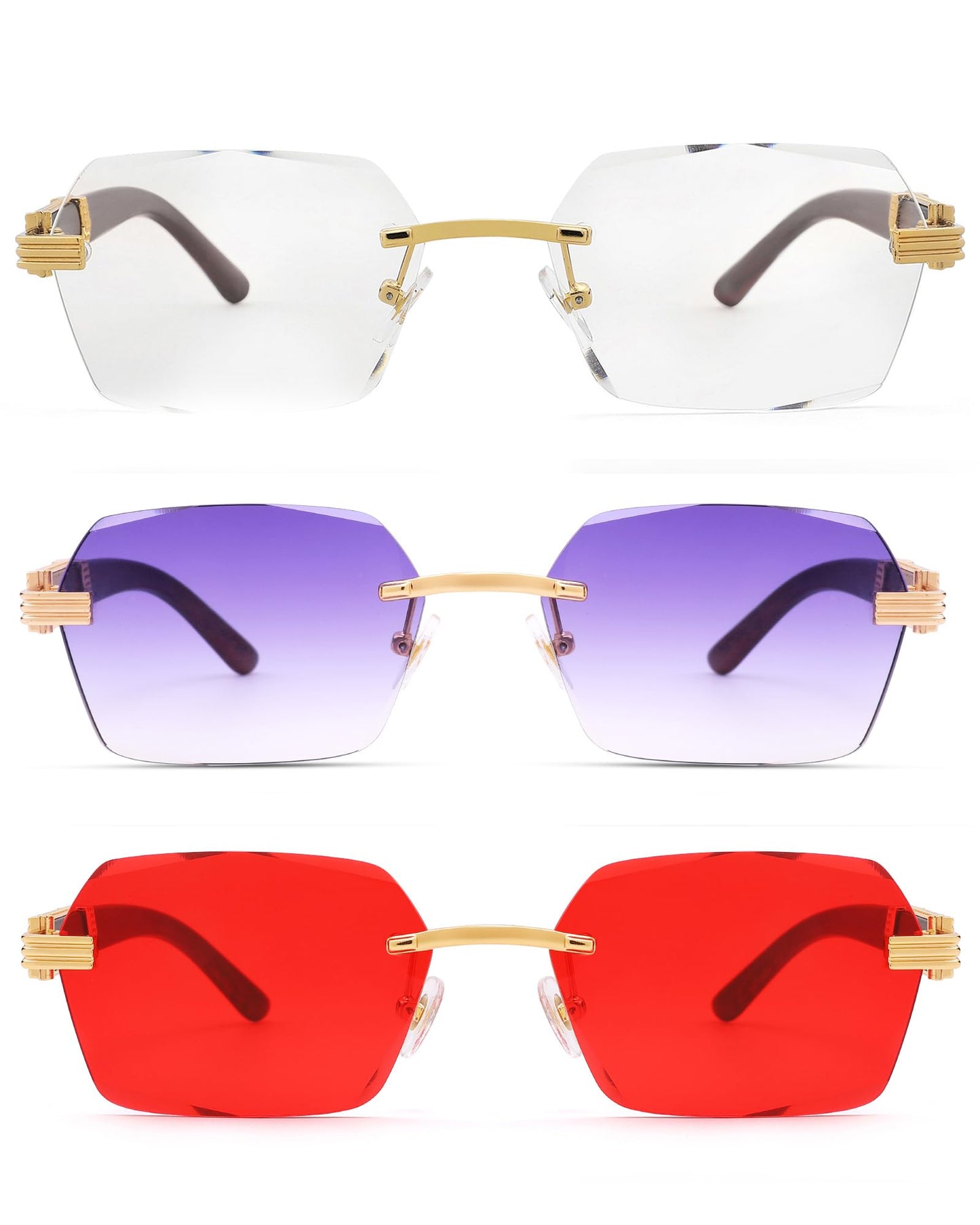Pro Acme Rimless Rectangle Sunglasses for Men Women Hexagon Shade Eyewear Frameless y2k Glasses