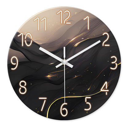 White Marble Glass Wall Clocks Battery Operated 12 Inch Abstract Decorative Analog Wall Clocks for Living Room Bedroom Office Silent Wall Clock Modern