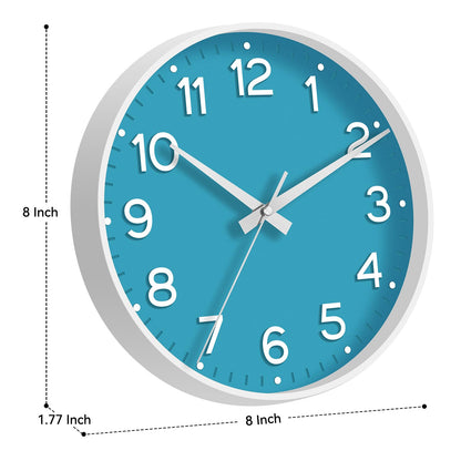 Roymnie Wall Clock Green, Silent Wall Clocks Battery Operated 8 Inch-Modern Non Ticking Analog Clock Decorative for Kitchen Office Bathroom Bedroom(Gold)