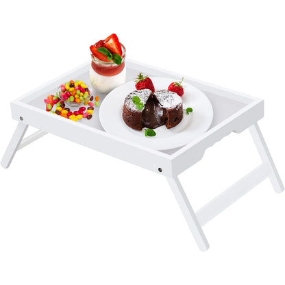 Artmeer Bed Tray Table with Folding Legs,Bamboo Breakfast in Bed for TV Table, Laptop Computer Tray,Eating,Snack Tray(Bamboo)
