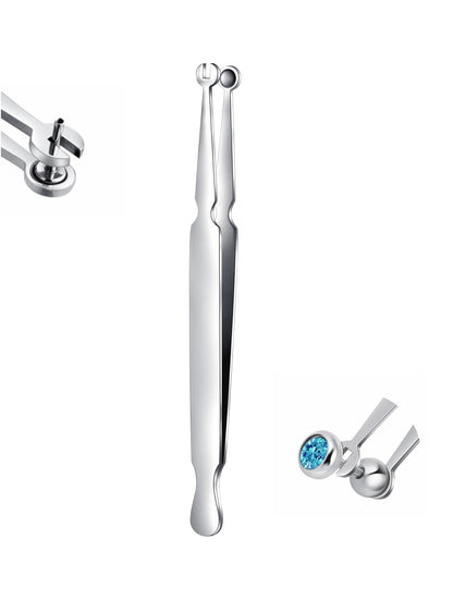 GEMQUEEN Piercing Taper Ball Grabber Tool for Changing Jewelry - 14G 16G 18G 20G Stainless Steel Flat Back Earrings Applicator Tool Threadless Insertion Pin Thread Body Piercing Kit for Ear Nose Lip