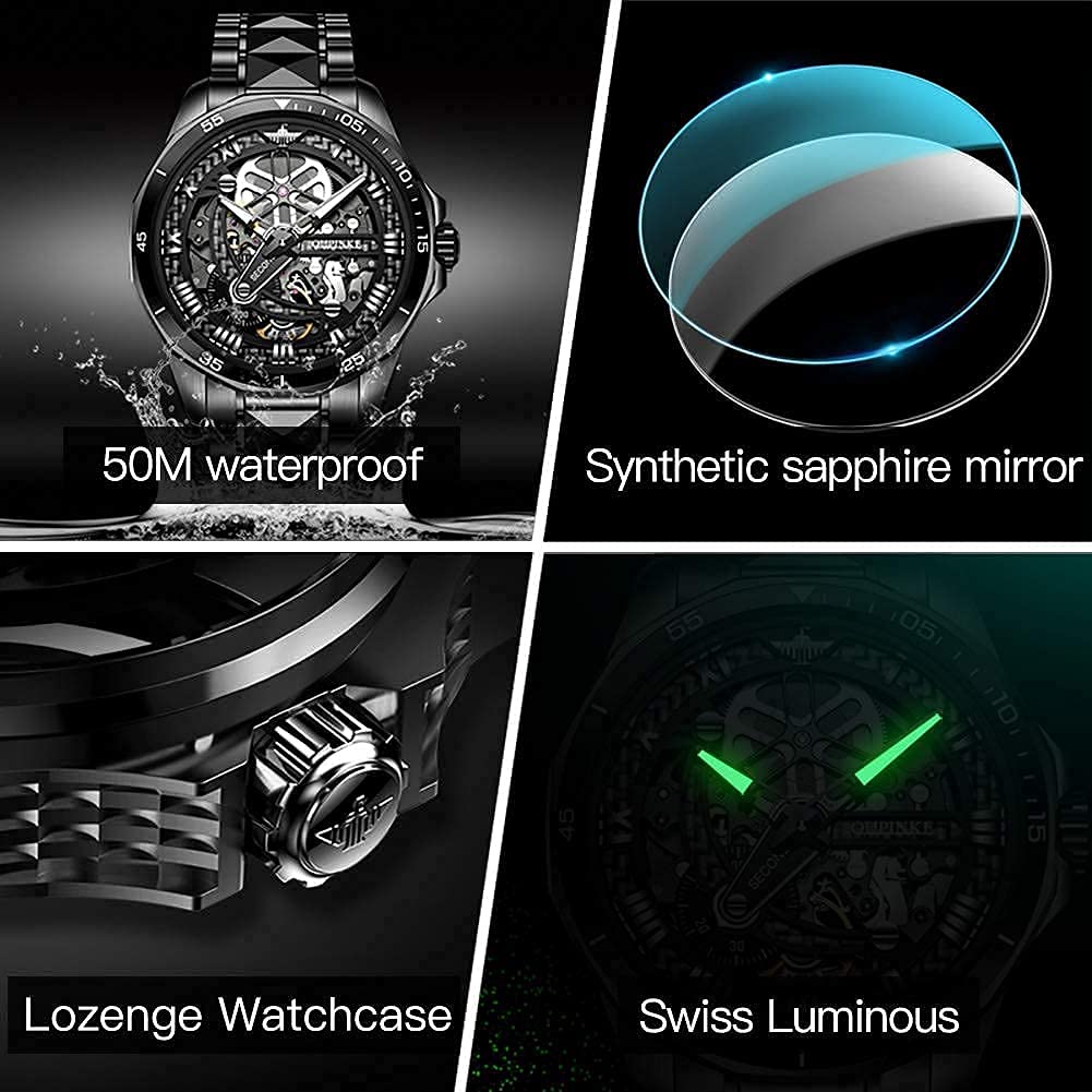 OLEVS Luxury Watches for Men Big Face Stainless Steel Business Dress Analog Quartz Watch with Day Waterproof Luminous Mens Wrist Watch