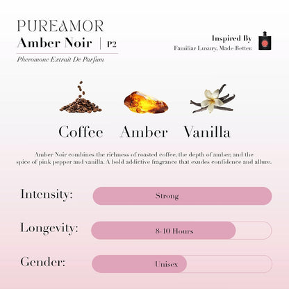 Pheromone Perfume for Women, Amber Noir Extrait de Parfum - Long Lasting Vanilla Amber Scent, 30% High Concentration, Full Size Fragrance Spray, 1.0 oz / 30 ml
