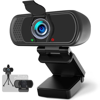 2K Webcam for PC with Microphone/Ring Light,USB C Computer Camera | Webcam with RGB/White Light/Cover,Autofocus,65°FOV, PC Web Camera for Desktop Computer Video Meeting/Gaming Streaming