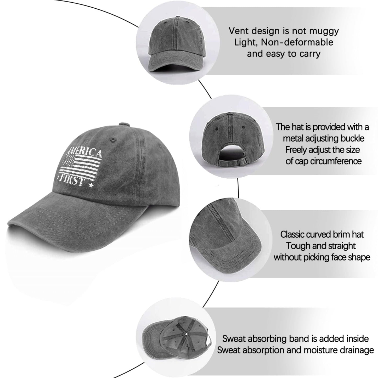 Funny Hat America Hats for Men Gifts for Dad Baseball Cap
