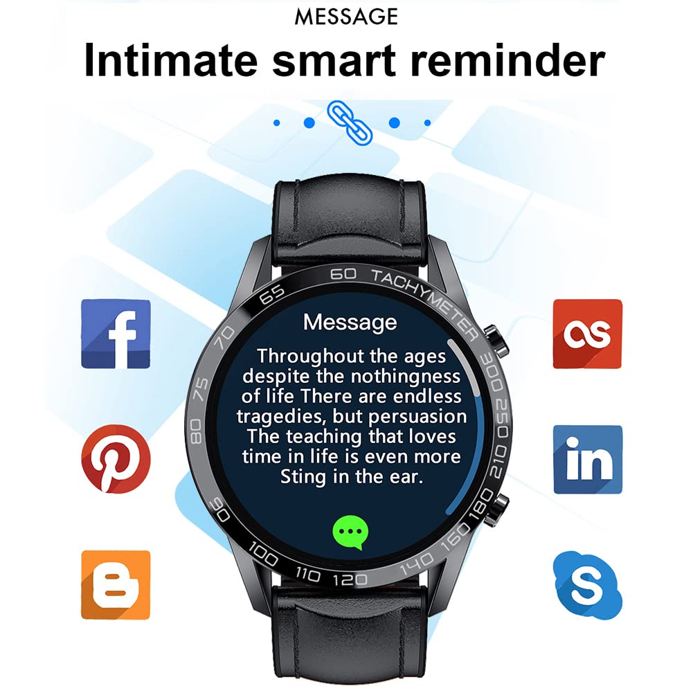 Men Smart Watch for Android iOS, Bluetooth Calls Voice Chat with Heart Rate/Sleep Monitor Fitness Tracker, 1.3" Full Touch Screen IP67 Waterproof Stainless Steel Activity Tracker for Men