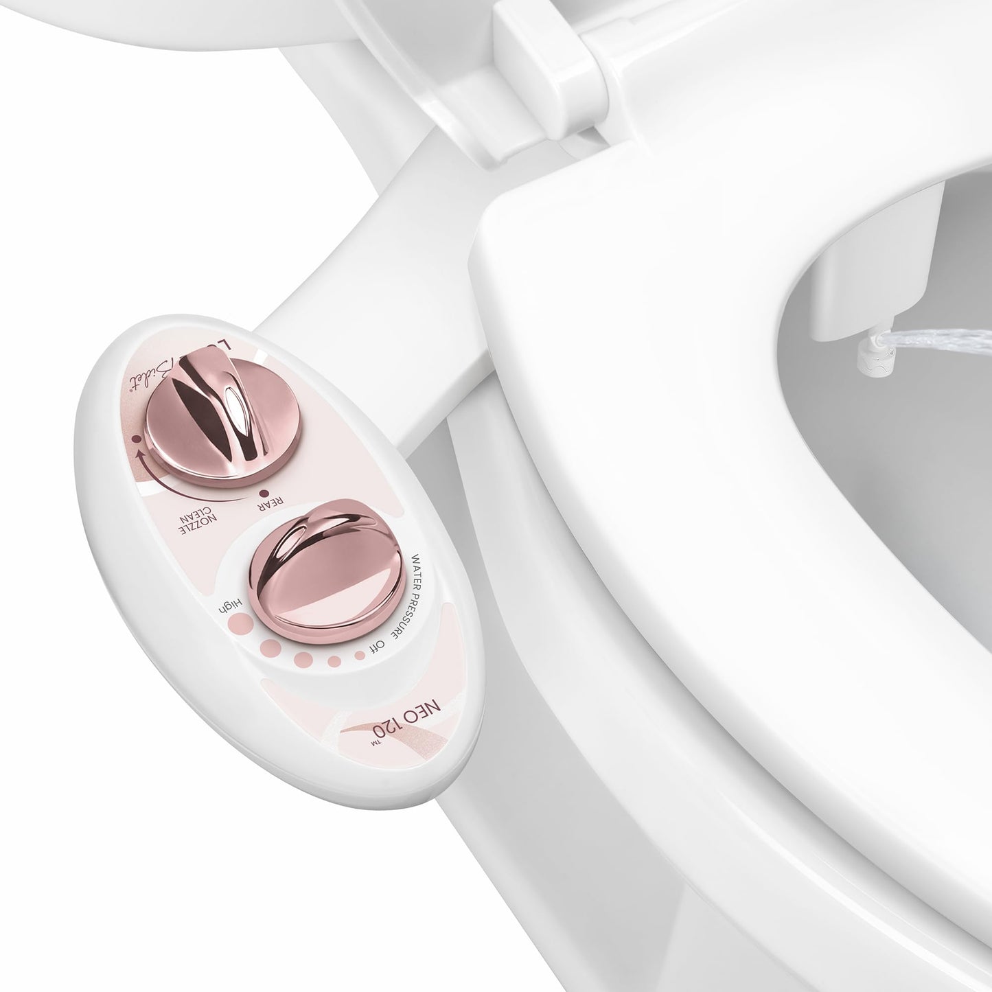 LUXE Bidet NEO 120 - Single Nozzle, Self-Cleaning, Non-Electric Bidet Attachment for Toilet Seat, Adjustable Water Pressure, Rear Wash (White)