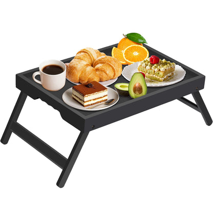 Artmeer Bed Tray Table with Folding Legs,Bamboo Breakfast in Bed for TV Table, Laptop Computer Tray,Eating,Snack Tray(Bamboo)