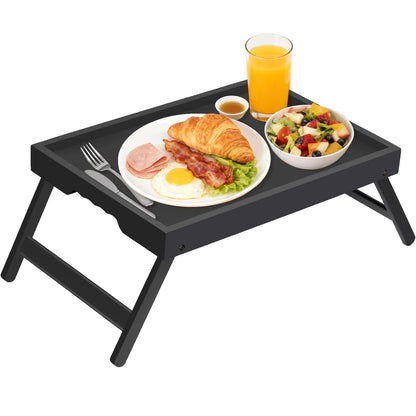 Artmeer Bed Tray Table with Folding Legs,Bamboo Breakfast in Bed for TV Table, Laptop Computer Tray,Eating,Snack Tray(Bamboo)