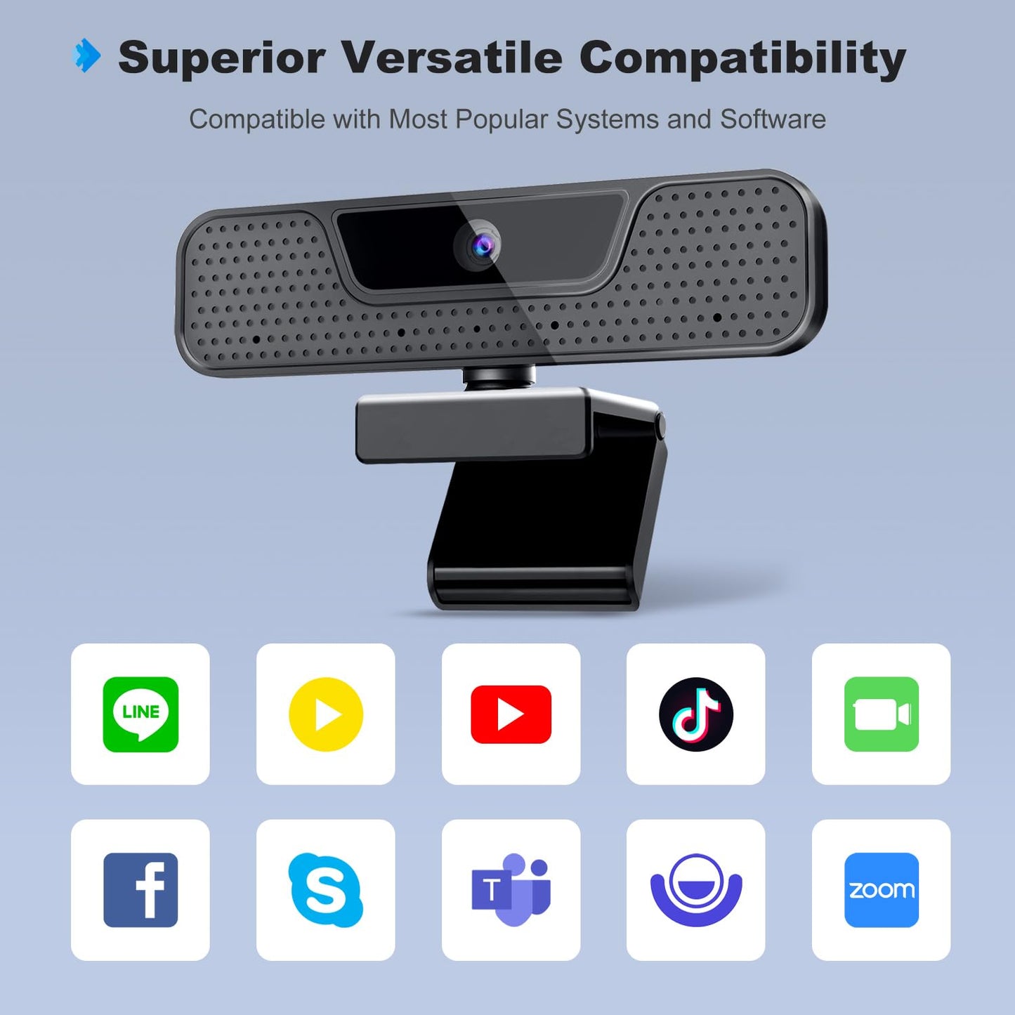 ToLuLu Streaming Webcam 2K 50FPS Web Cam, LED RGB Webcam with Microphone and Light, Autofocus Computer Camera with Cover and Tripod, Plug-Play USB Web cam for PC Desktop/MacBook Gaming Video Calling