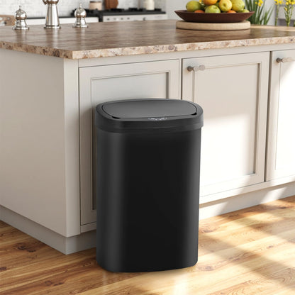 BestOffice | 13 Gallon Trash Can with Lid | Automatic Touchless Garbage Can | Odor Control | Modern Oval Design | Easy to Clean | Stainless Steel | Fits Any Kitchen, Bathroom, Office or Home