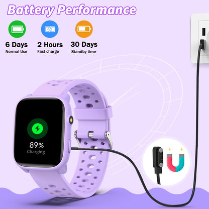Smart Watch for Kids with 12 Puzzle Games, 1.83" Fitness Tracker Watch Heart Rate Sleep Monitor, Pedometer, Alarm Clock, Flashlight, Gift for 6-12 Year Old Boys Girls