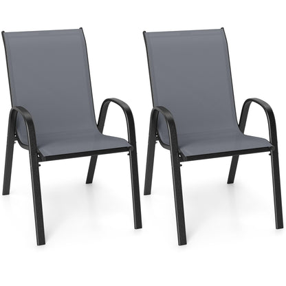 Tangkula Patio Dining Chairs Set of 4, Outdoor Stackable All Weather Heavy Duty Dining Chairs Set with Armrests, Support 330 LBS, for Poolside, Backyard, Garden, Deck, Front Porch (Brown)