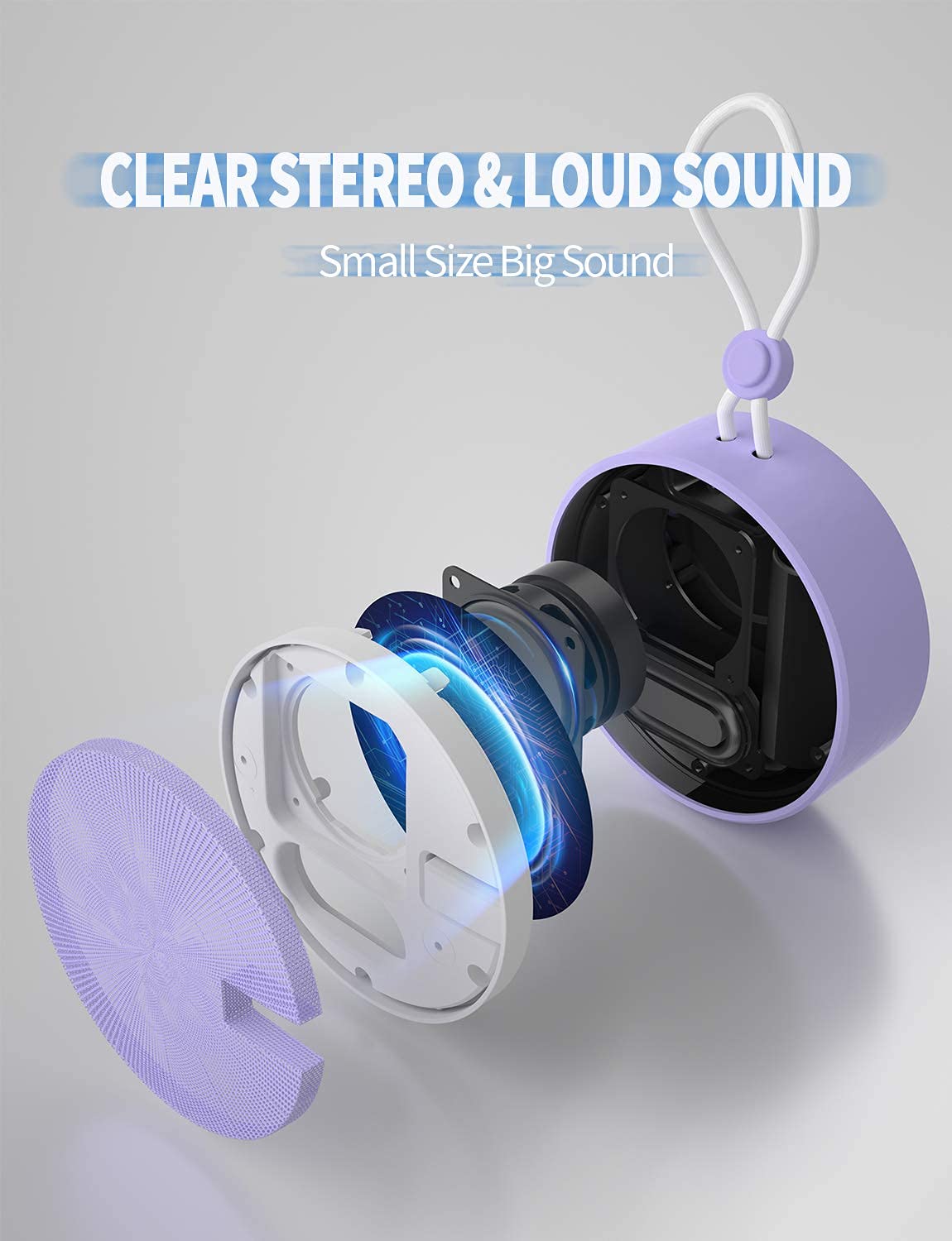 INSMY C12 IPX7 Waterproof Shower Bluetooth Speaker, Portable Small Speaker, Speakers Bluetooth Wireless Loud Clear Sound Support TF Card Suction Cup for Kayak Canoe Beach Gift (Black)