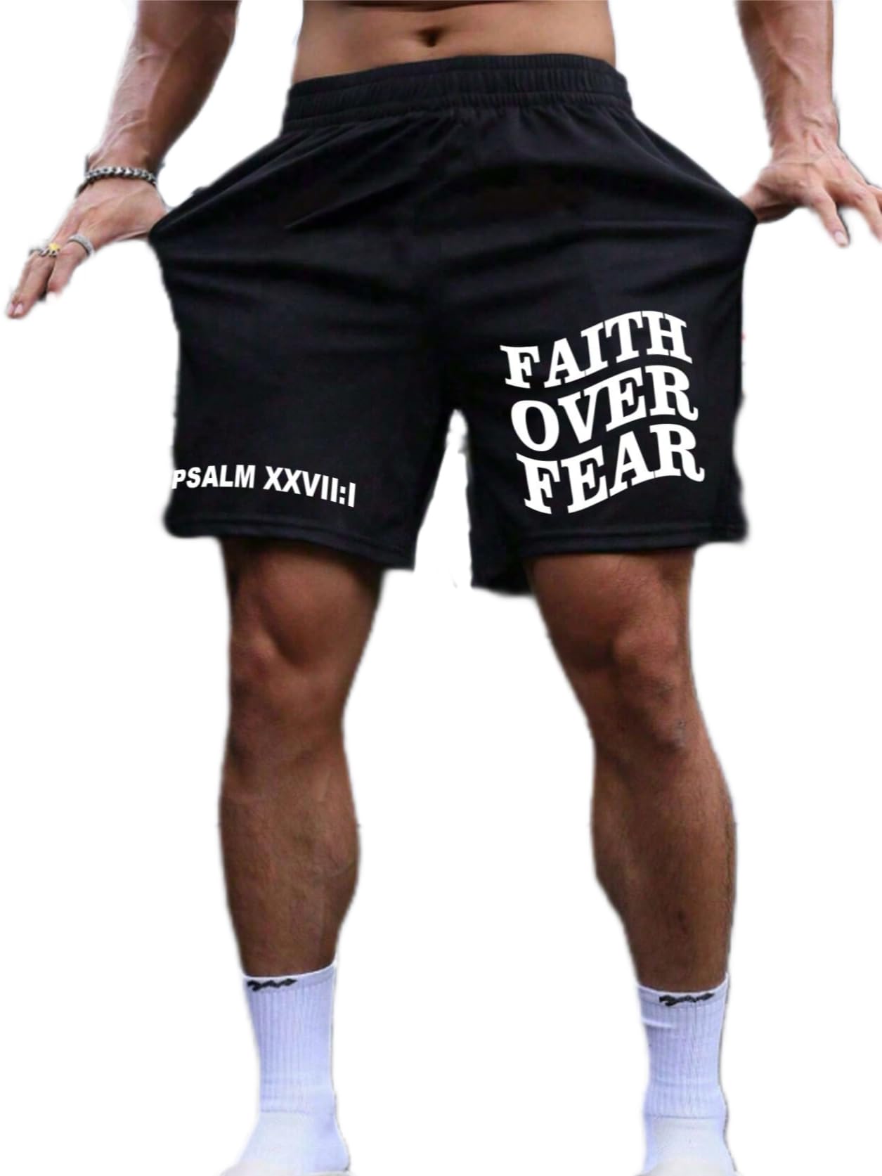QJQ Men's Letter Graphic Drawstring Waist Shorts Summer Casual Workout Athletic Gym Track Shorts Streetwear