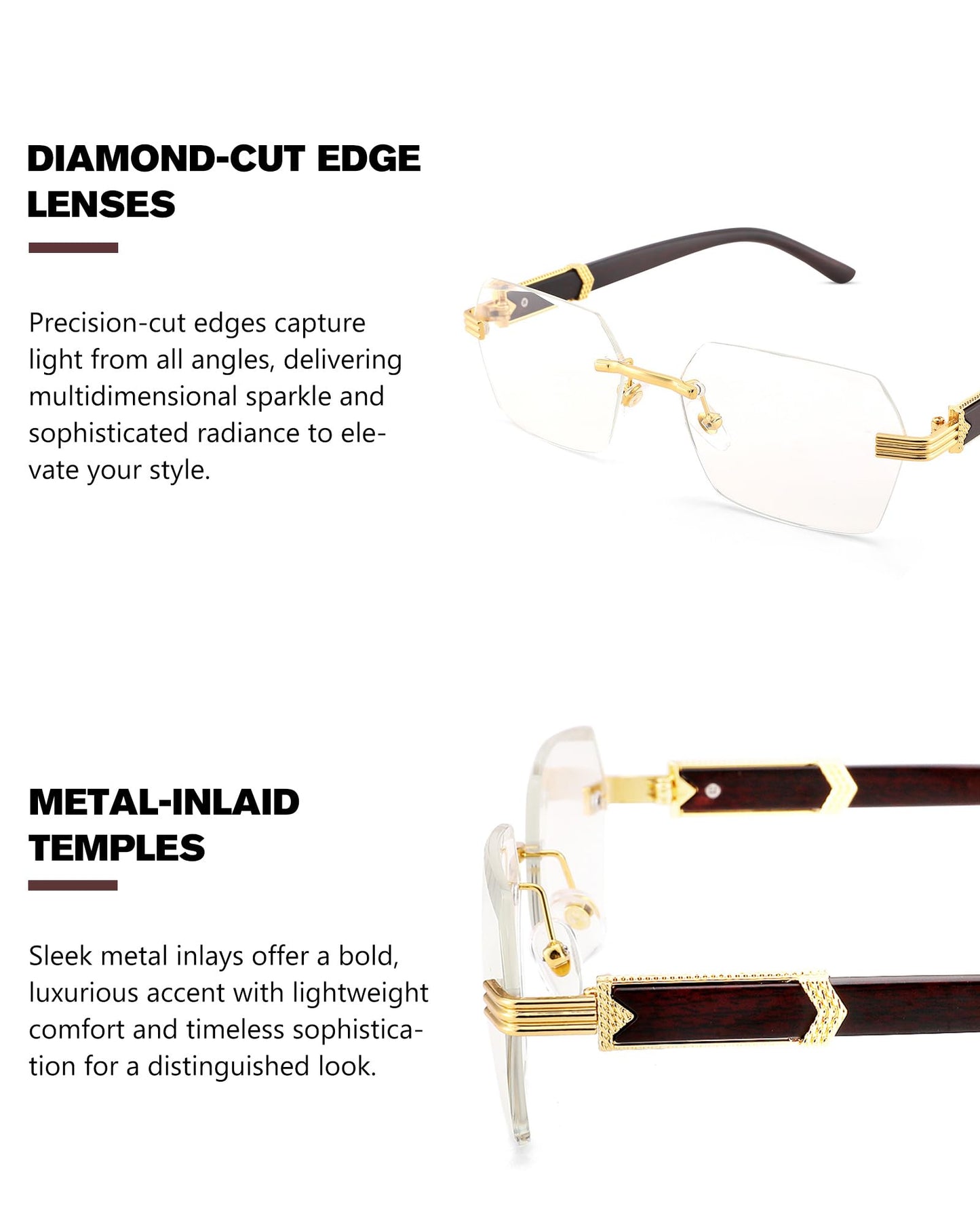 Pro Acme Rimless Rectangle Sunglasses for Men Women Hexagon Shade Eyewear Frameless y2k Glasses