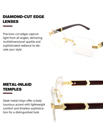 Pro Acme Rimless Rectangle Sunglasses for Men Women Hexagon Shade Eyewear Frameless y2k Glasses