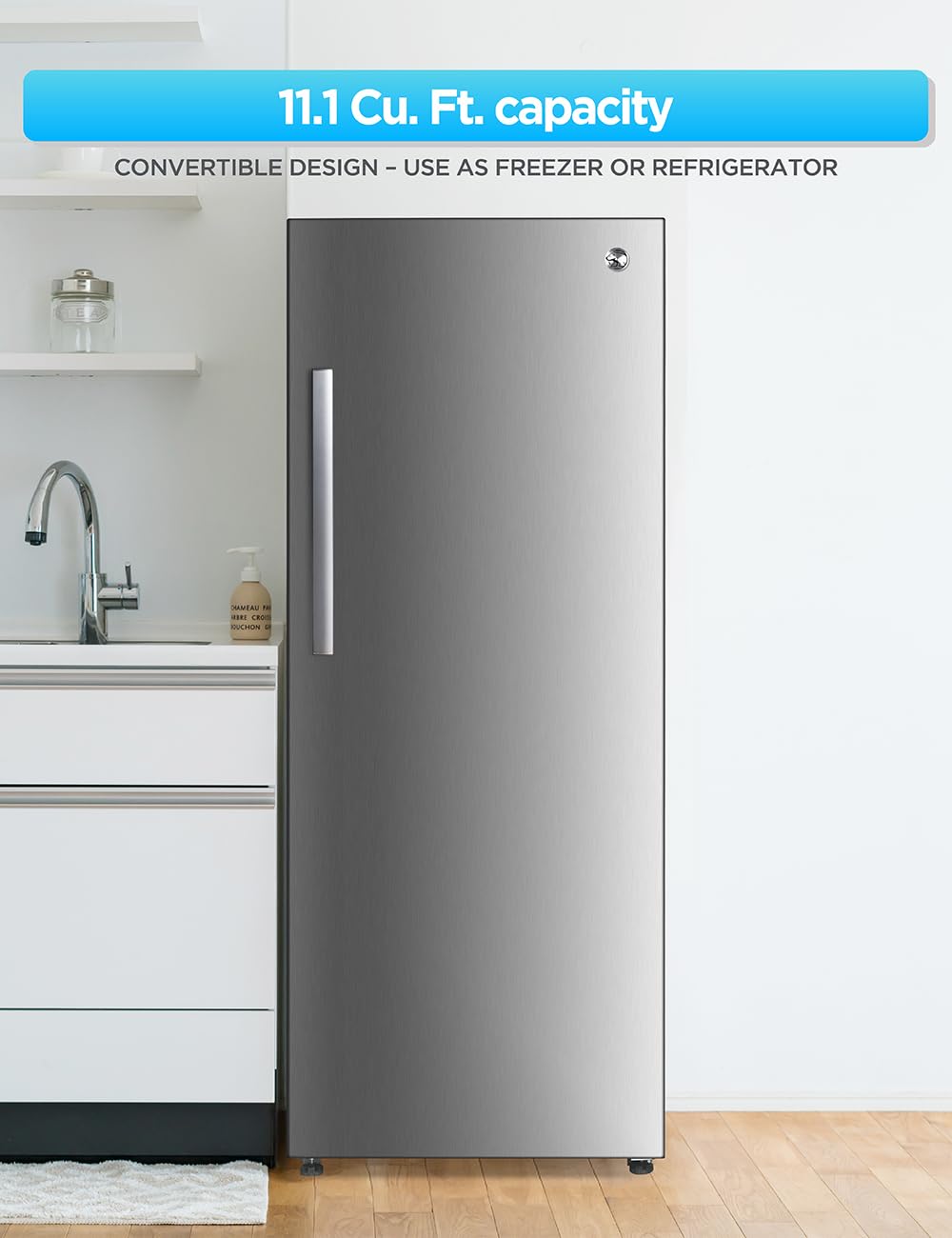 Commercial Cool 20 Cu. Ft. Top Mount Refrigerator with Freezer, 2-Door Refrigerator with Top Freezer and Adjustable Temperature Control, Ice Maker Ready, Energy Star Certified, Stainless Look