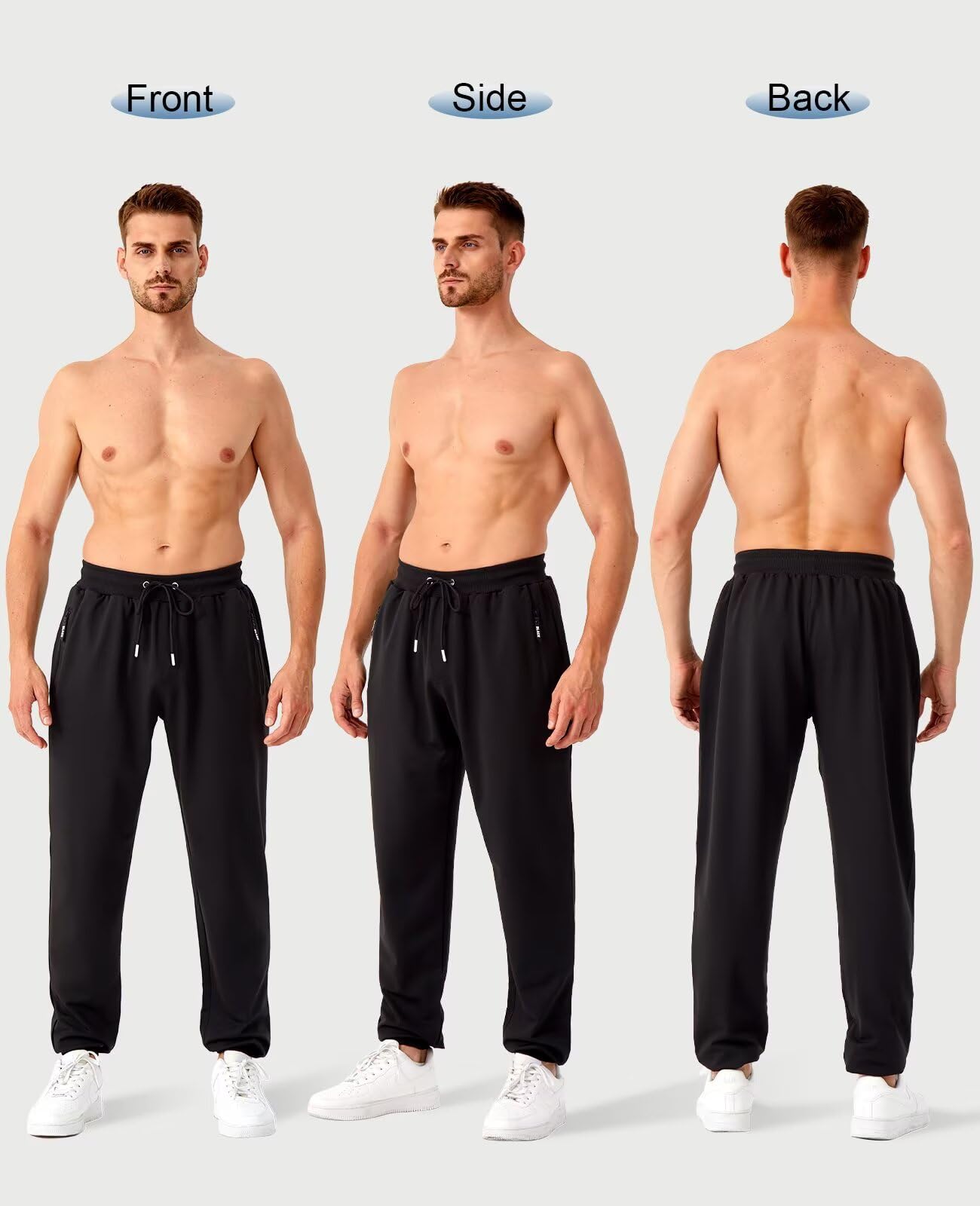 Mens Sweatpants with Zipper Pockets 5 Pack Athletic Joggers for Men Warm Slim Fit Track Workout Running Sweat Pants