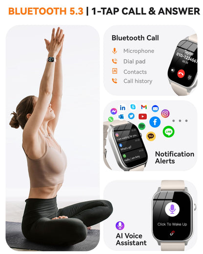 Smart Watches for Women Men, Fitness Tracker Watch with 110 Sports Modes, Step Counter/Sleep Monitor/Pedometer, IP68 Waterproof, Bluetooth Call & Music Control Smartwatch for iPhone/Android,Starlight