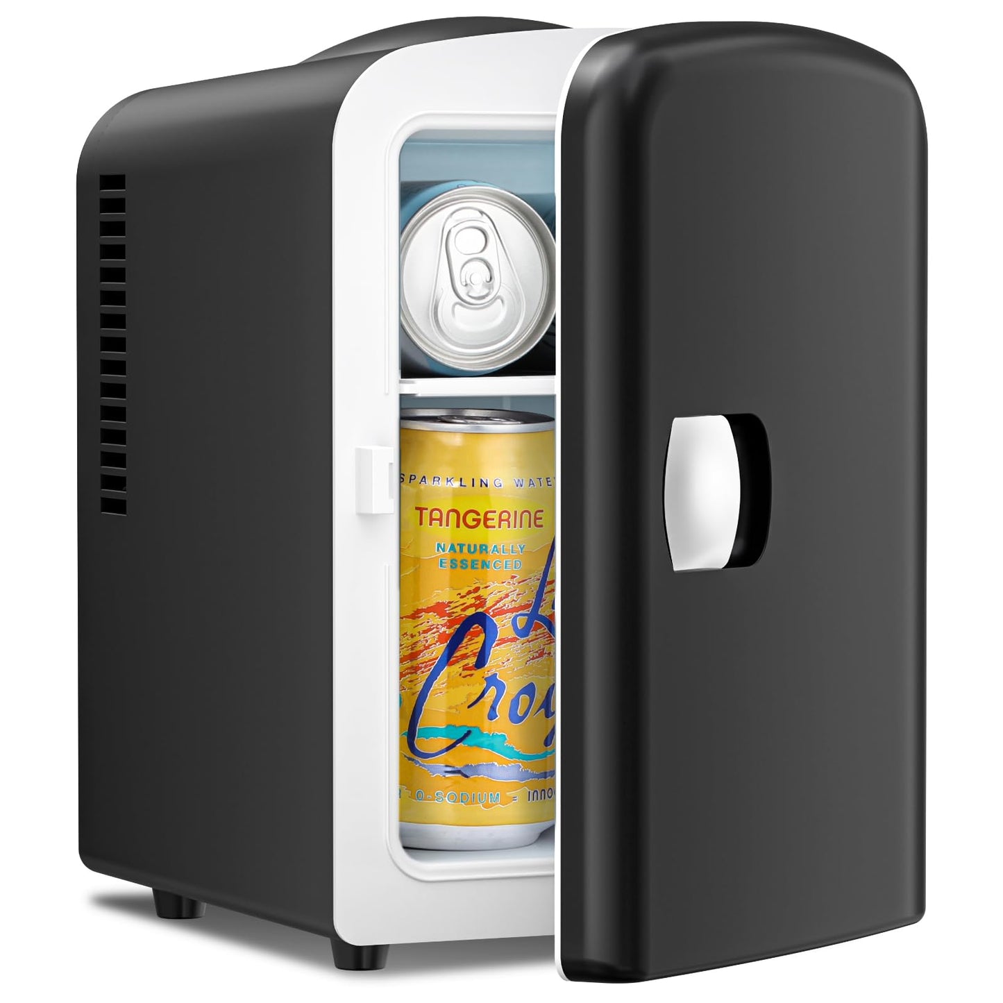 Antarctic Star Compact Refrigerator, Portable Mini Fridge, Skin Care 4L Capacity/6 Cans, for Bedroom, Car, Office & Dorm, Small Cooler for Cosmetics, Beverage and Food, Black
