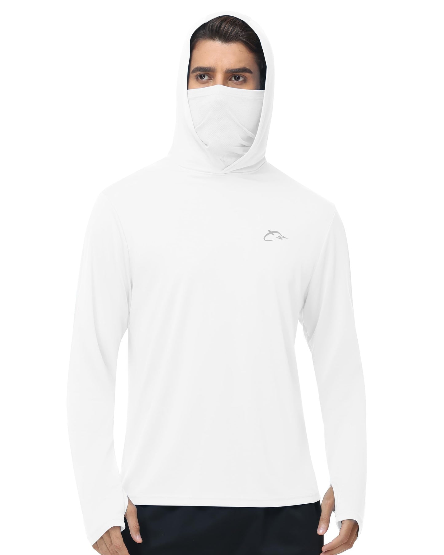 FISHEAL Men's Performance Fishing Hoodie Shirt - UPF 50+ UV Sun Protection Long Sleeve Shirts with Mesh Face Mask
