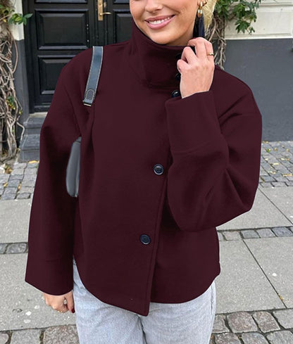 CHARTOU Women Crop Pea Coat Wool Blend Winter Loose Casual Short Jacket Outwear