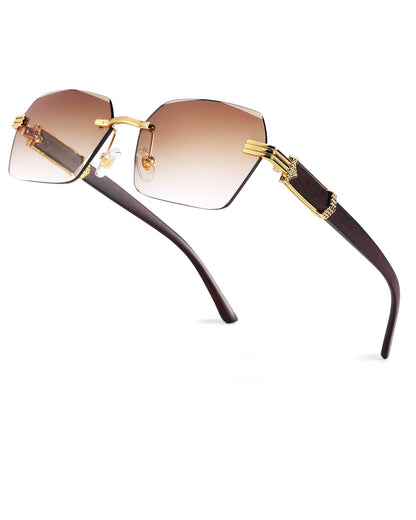 Pro Acme Rimless Rectangle Sunglasses for Men Women Hexagon Shade Eyewear Frameless y2k Glasses